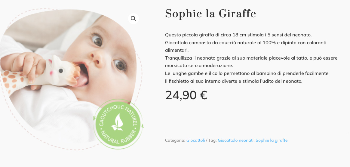 Giocattolo per neonati composto da caucciù naturale