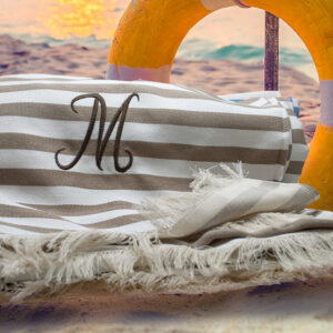 Telo mare a righe beige