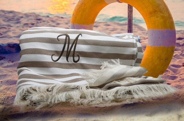 Telo mare a righe beige