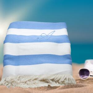 Telo mare azzurro a righe da 5cm