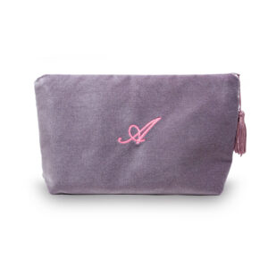 Pochette media velluto colore Rosa Antico fronte