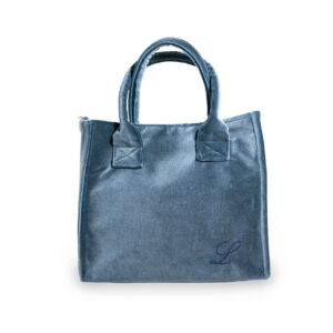 Borsa con tracolla in velluto colore Blu Jeans