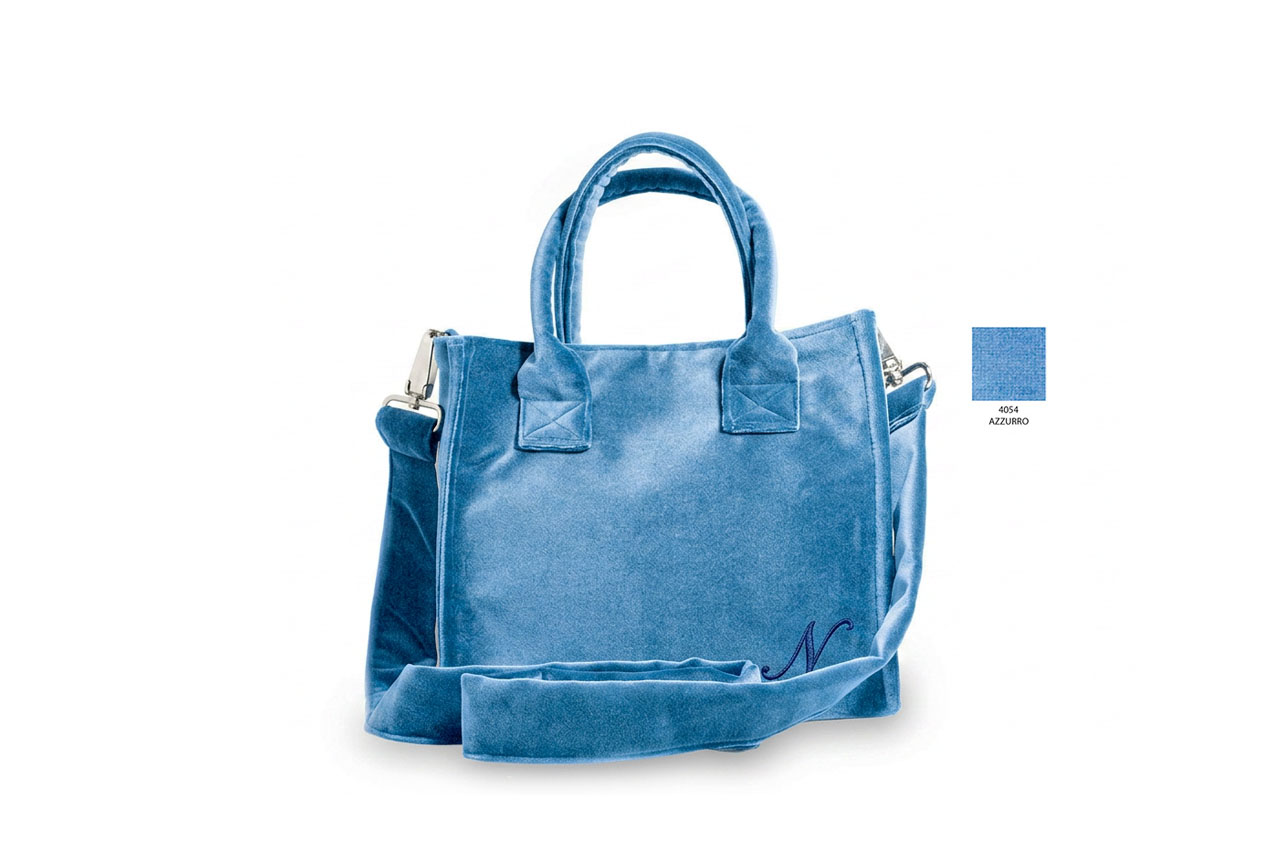 Borsa di velluto con tracolla colore Azzurro Borsa donna con tracolla colore Azzurro