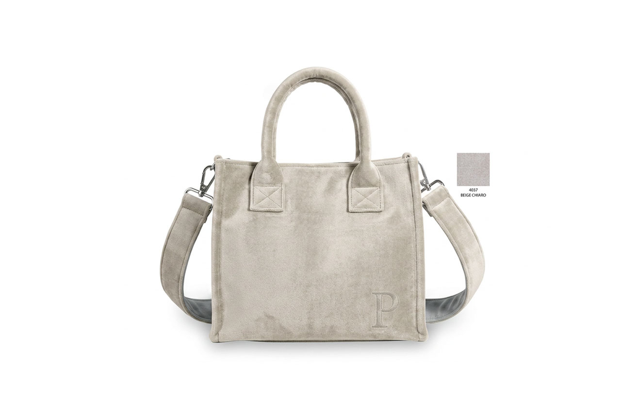 Borsa di velluto con tracolla colore Beige Chiaro Borsa velluto beige