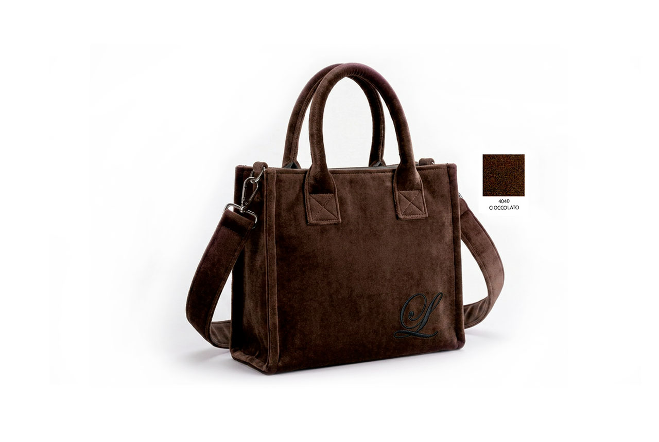Borsa di velluto con tracolla colore Cioccolato Borsa velluto colore cioccolato