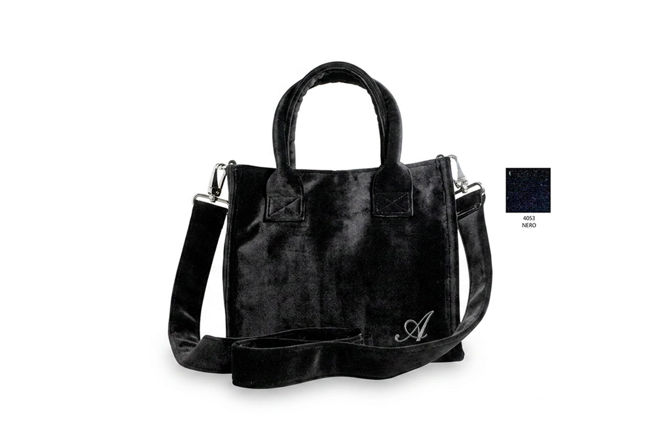 Borsa-velluto-tracolla-colore-nero Borsa donna con tracolla