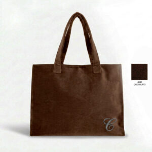 Borsa velluto grande con manici colore cioccolato