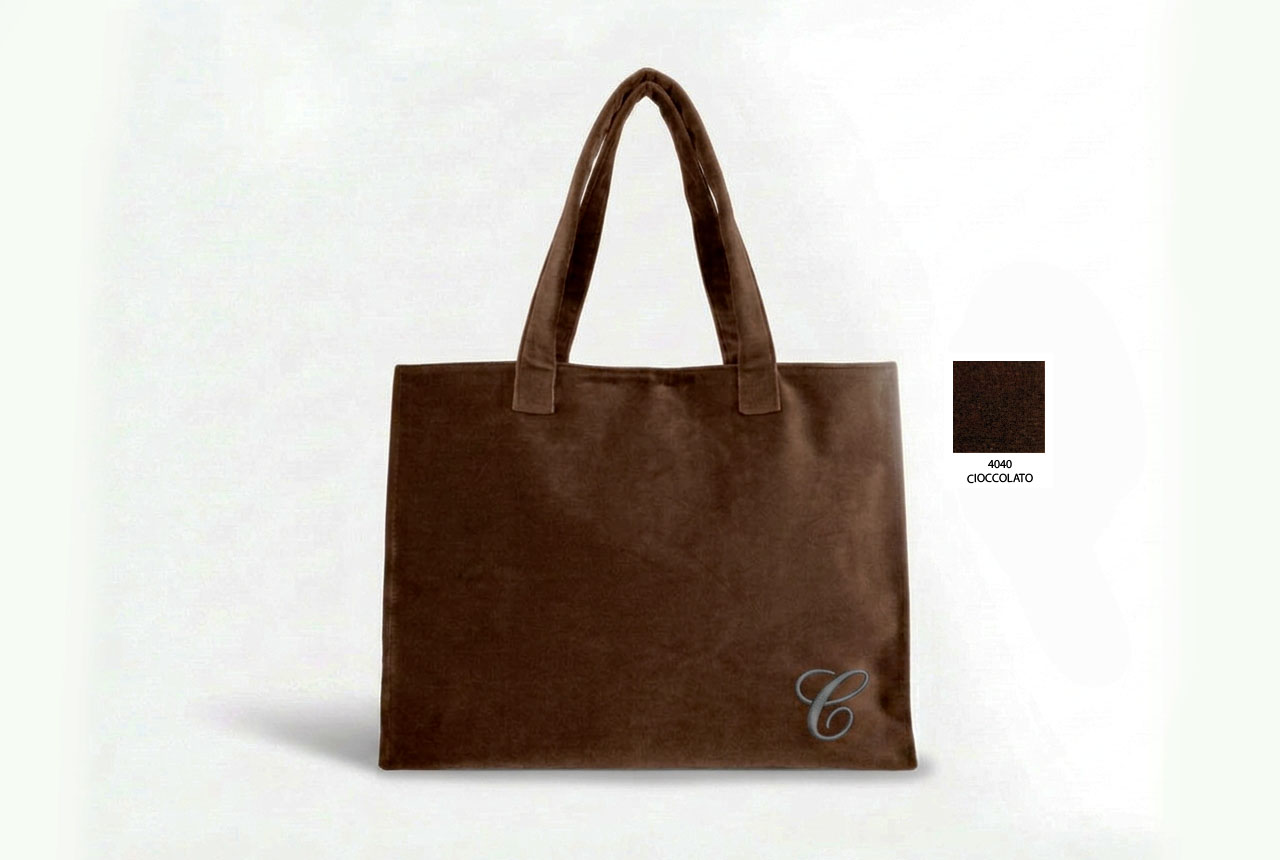 Borsa-rettangolare-cioccolato-37x29x16x10-C-Manici-Spalla Borsa velluto grande con manici colore cioccolato