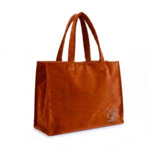 Vendita Borsa grande con manici a spalla in velluto colore Cotto