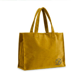 Vendita Borsa grande con manici a spalla in velluto colore Giallo Oro