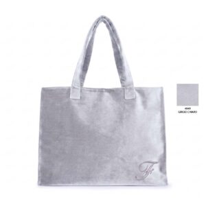 Borsa grande con manici a spalla in velluto colore Grigio Chiaro