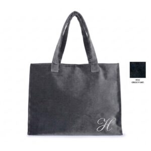 Borsa grande con manici a spalla in velluto colore Grigio Fumo