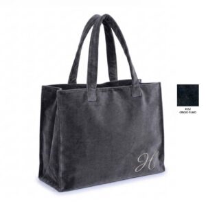 Borsa grande con manici a spalla in velluto colore Grigio Fumo