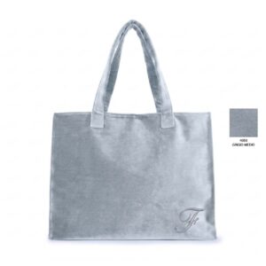 Borsa grande con manici a spalla in velluto colore Grigio Medio