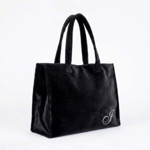Borsa grande con manici a spalla in velluto colore Nero