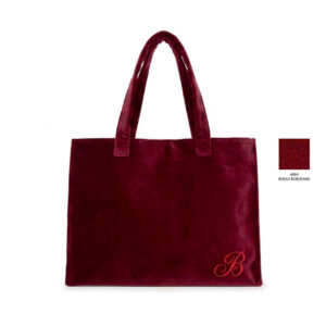 Borsa grande con manici a spalla in velluto colore Rosso Bordeaux