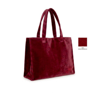 Vendita Borsa grande con manici a spalla in velluto colore Rosso Bordeaux