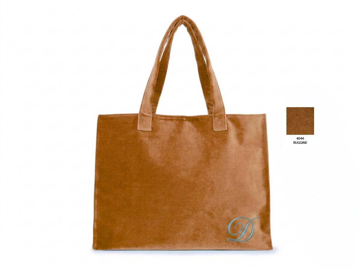 Borsa-rettangolare-ruggine-37x29x16x10-C-Manici-Spalla-laterale Borsa grande con manici a spalla in velluto colore Ruggine