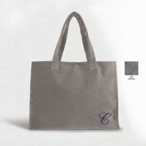 Borsa in velluto da donna con manici colore tortora