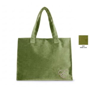 Affare borsa grande con manici a spalla in velluto colore Verde Oliva